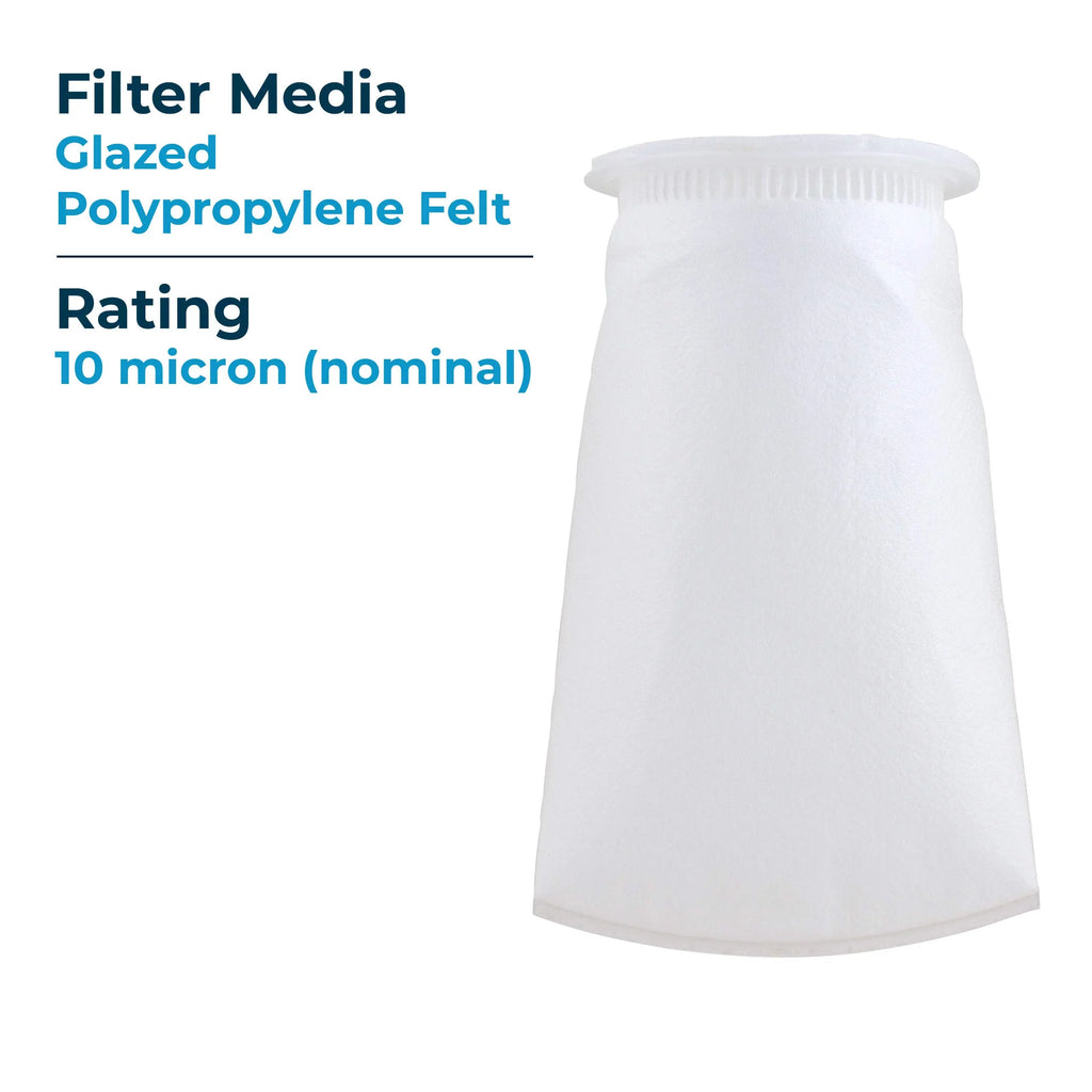 SpiroPure SP-BP-410-10 10 Micron #3 (10”) Glazed Polypropylene Felt Liquid Bag Filter BP-410-10 155387-03 (Case of 40)