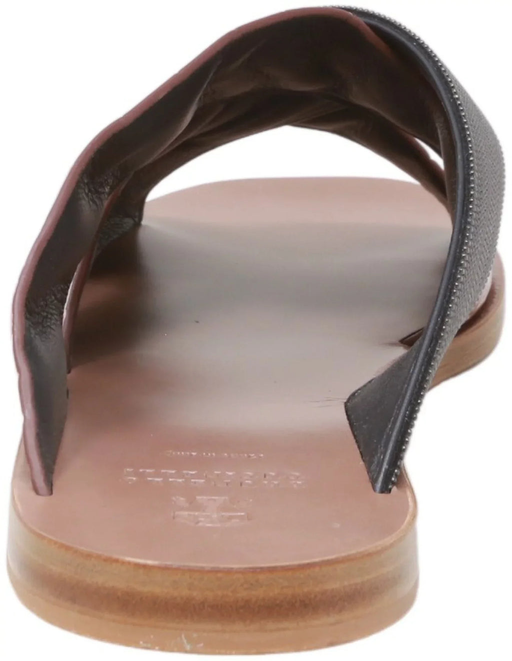 Brunello Cucinelli Women's Lizard-Effect Metallic Sliders Black / Snake Leather Sandal - 7 M