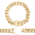 BEBERLINI Cuban Link Bracelet 14K Gold Plated Curb Chain 9" Stainless Steel Fashion Jewelry for Adult Men 16 mm