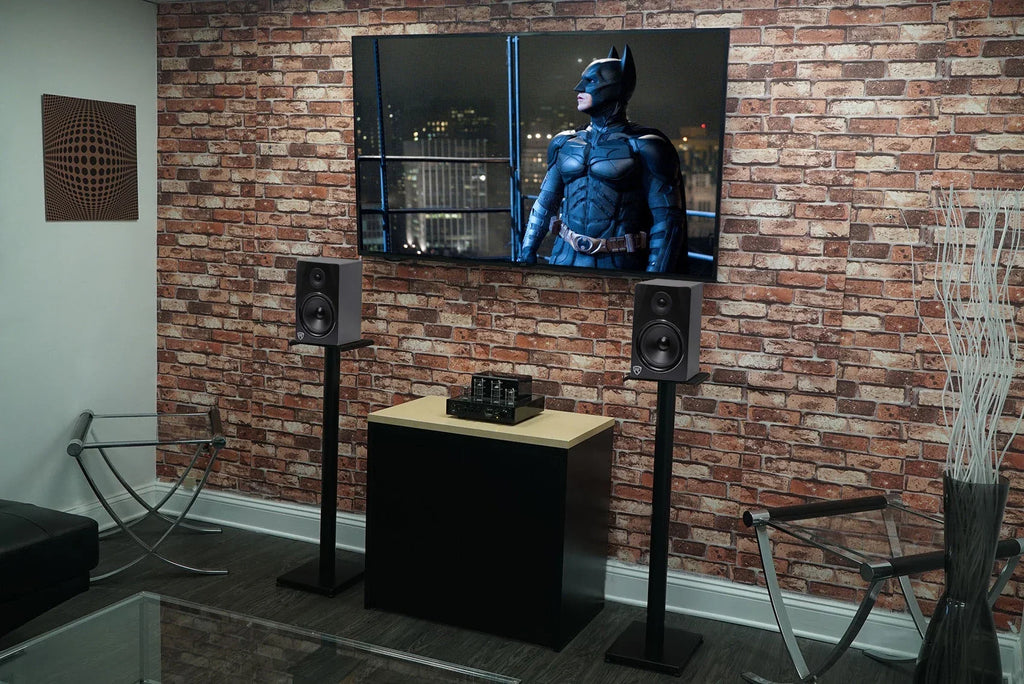 Pair Rockville RS37B 37" Steel Bookshelf Speaker / Studio Monitor Stands in Black