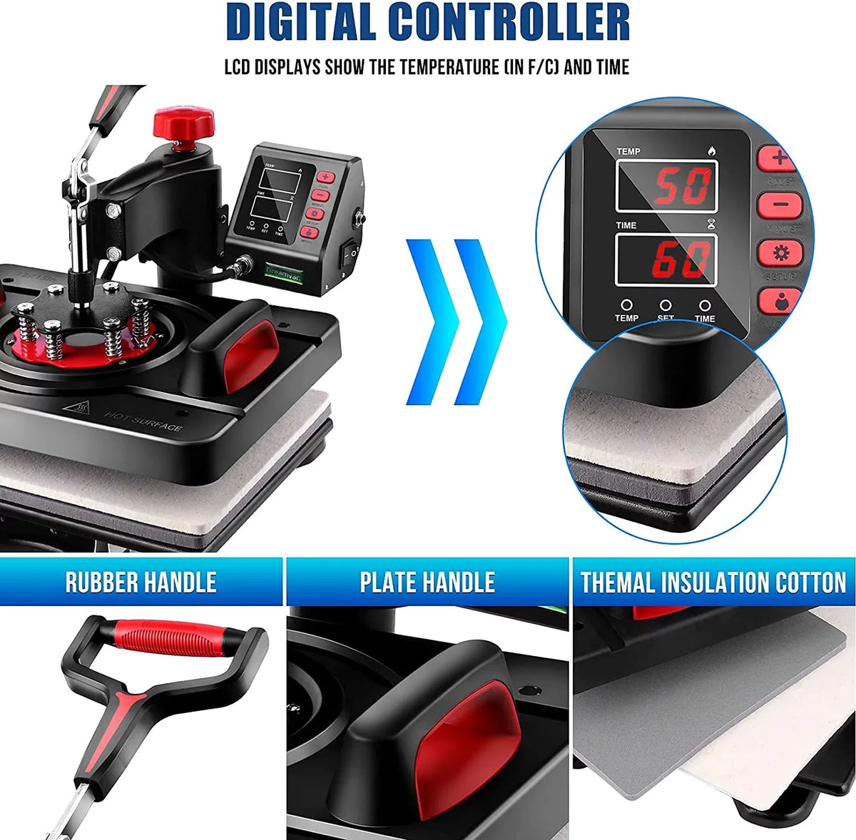 Qhomic Power Heat Press Machine 12 x 15 Inch Digital Heat Press Sublimation Printer Press Heat Transfer Machine for T-Shirt, 8 in 1, Gifts for Men Women