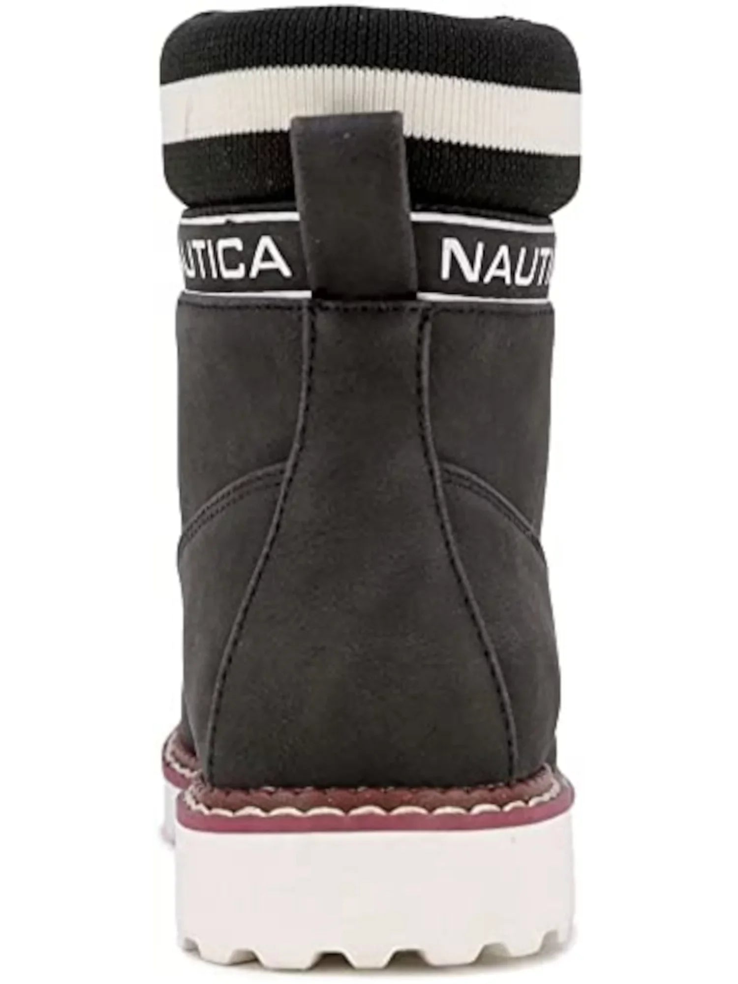 NAUTICA Womens Black Mixed Media Logo Strap Romilly Round Toe Lace-Up Hiking Boots 8 M