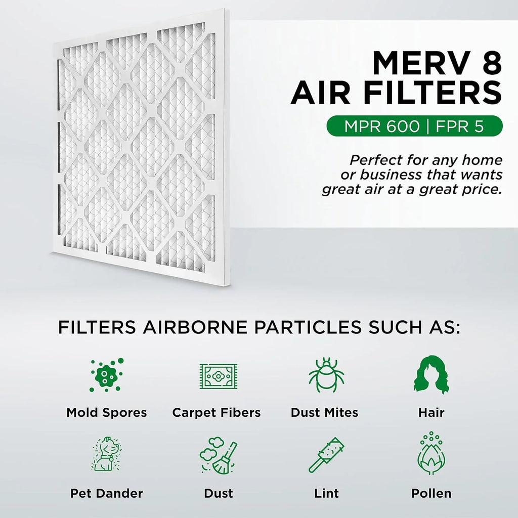 14X18x1 MERV 8 Pleated HV Furne Air Filters. Case Of 12. Ext Size: 13-3/4 X 17-3/4 X 3/4