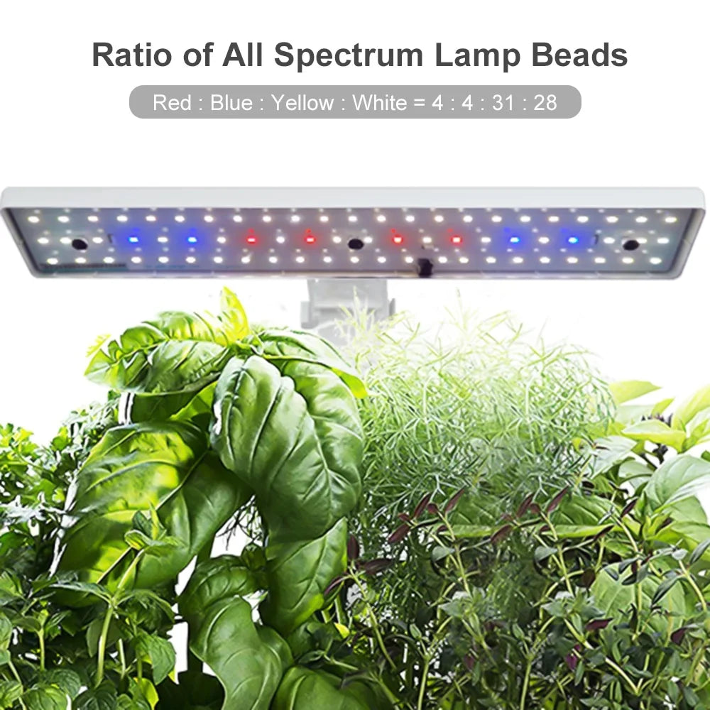 Lixada Hydroponics Indoor Growing Kit with 9 Pods Automatic Timing Adjustable Height 15W LED Grow Lights 2L Water Tank for Home Office Kitchen