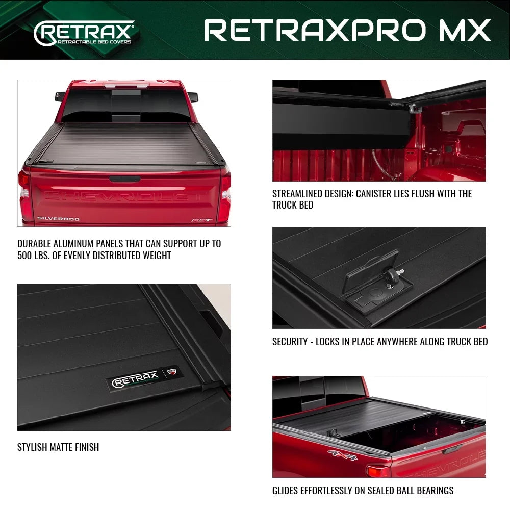 Retrax By Realtruck MX Retractable Truck Bed Tonneau Wrap | 80842 | Matching With Select 2007-2021 Toyota Tundra Regular & Double Cab with Deck Rail System 6' 7" Bed (78.7")
