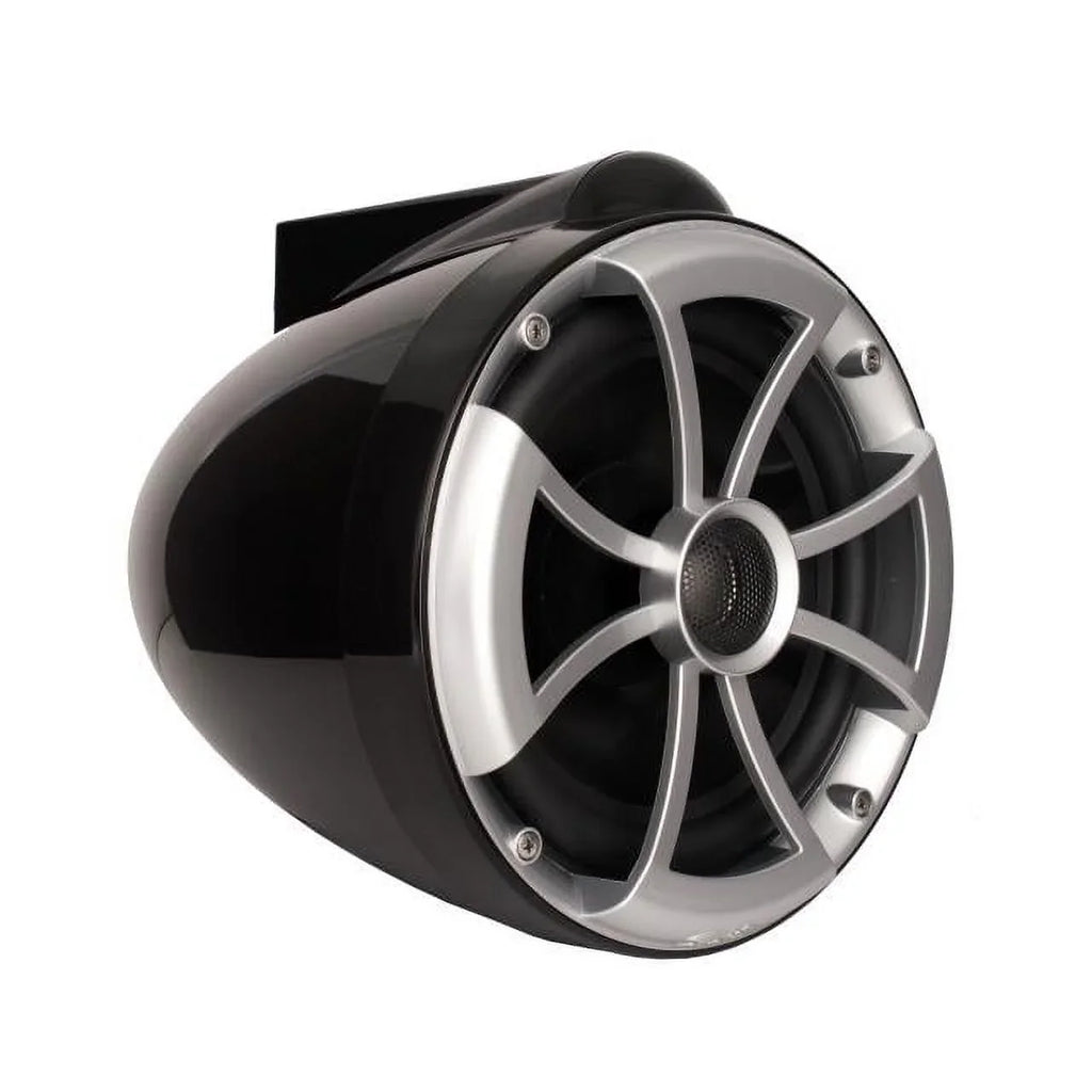 Wet Sounds ICON8B-FMINI 8" Black Tower Speakers with Stainless Steel MINI Fixed Clamps & SYN-DX2.3 1200 Watt Amplifier