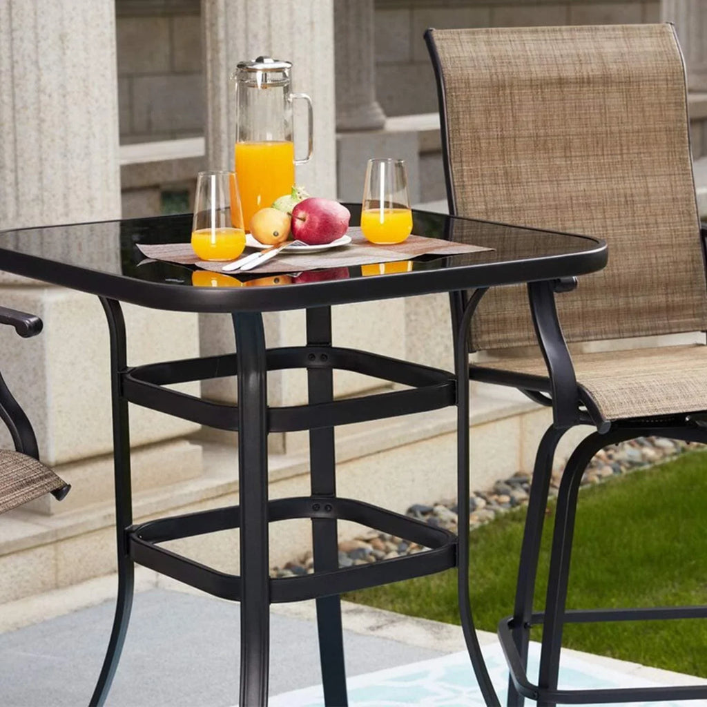 Nikias Strong Solid Glass Bar Table For Deck