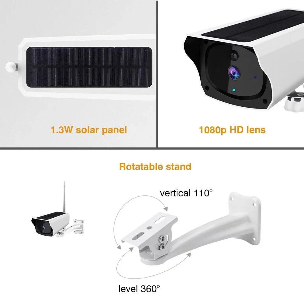 MDHAND 1080P Home Security Camera System Outdoor, Solar Camera Pro Wireless Outdoor Surveillance Camera, IP66, AI Detection + 32 GB Memory Card