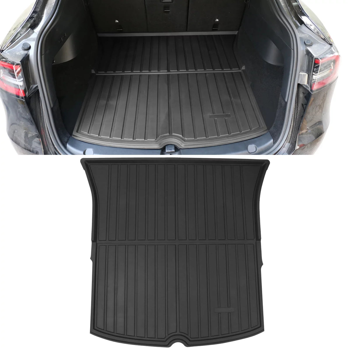 Ikon Motorsports Trunk Mats Cargo Liner Matching with 2020-2023 Tesla Model Y Black Injection TPE All Climate Waterproof Anti-Slip Frunk Trunk Under Cargo Storage Liner Mat Interior Accessories