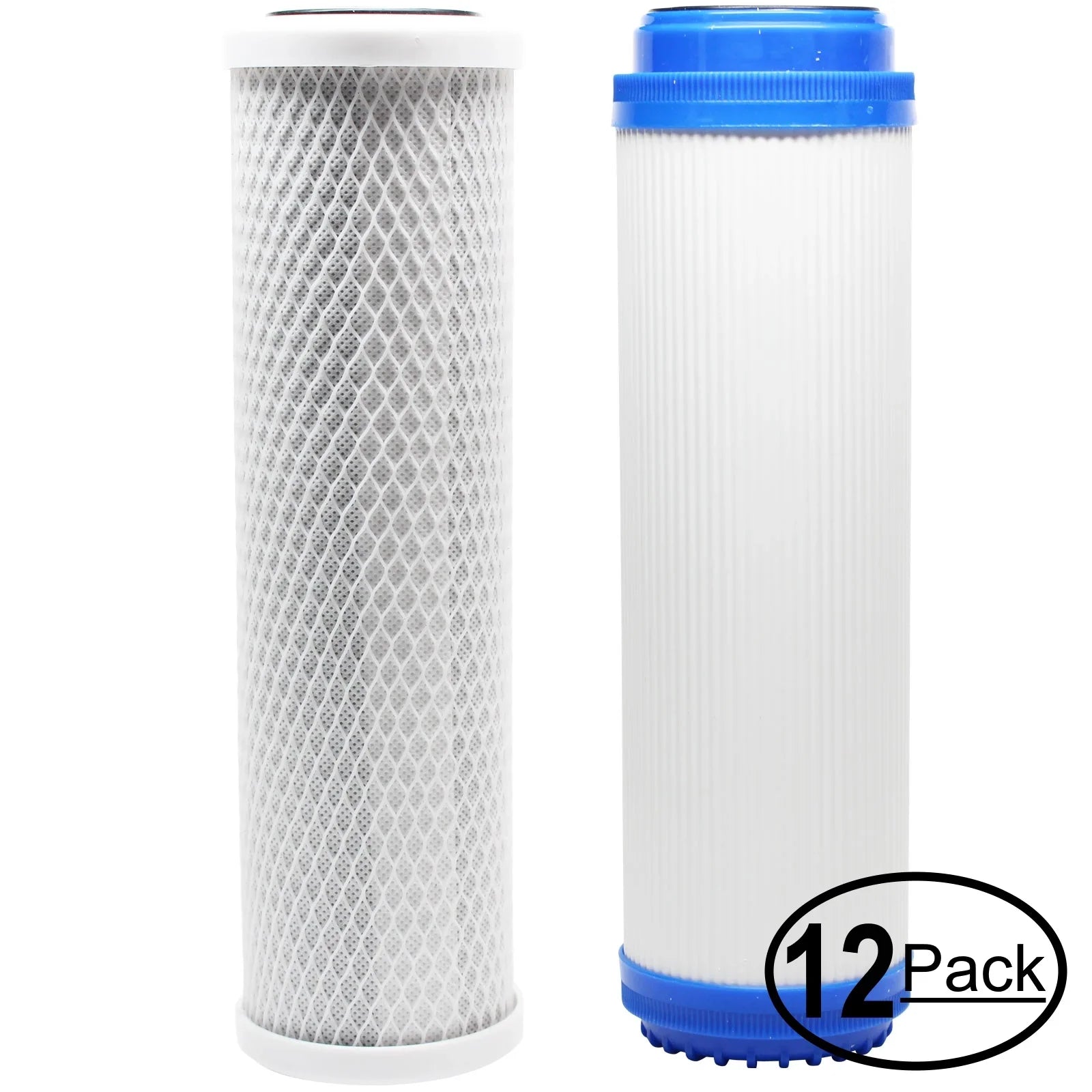 12-Pack Replacement for Filter Kit for H2O Distributors ADWU-DM RO System - Includes Carbon Block Filter & Granular Activated Carbon Filter - Denali Pure Brand