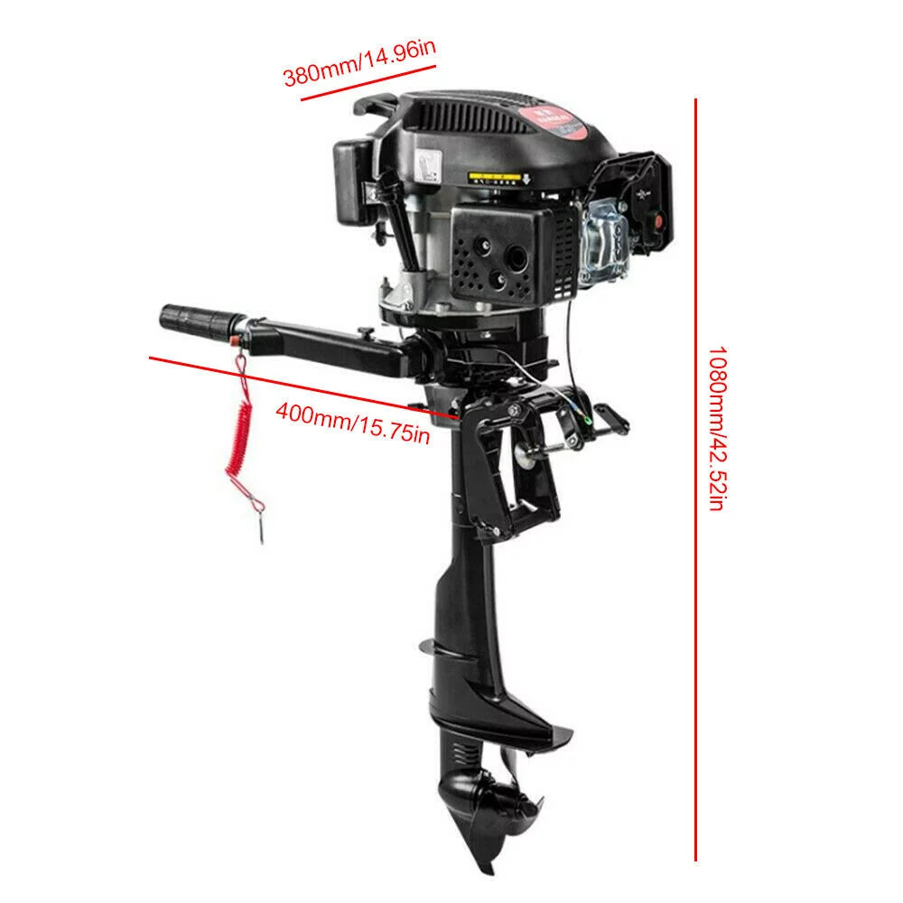 6 HP 4-Stroke Heavy Duty Outboard Motor Fishing Craft Engine Air Cooling System