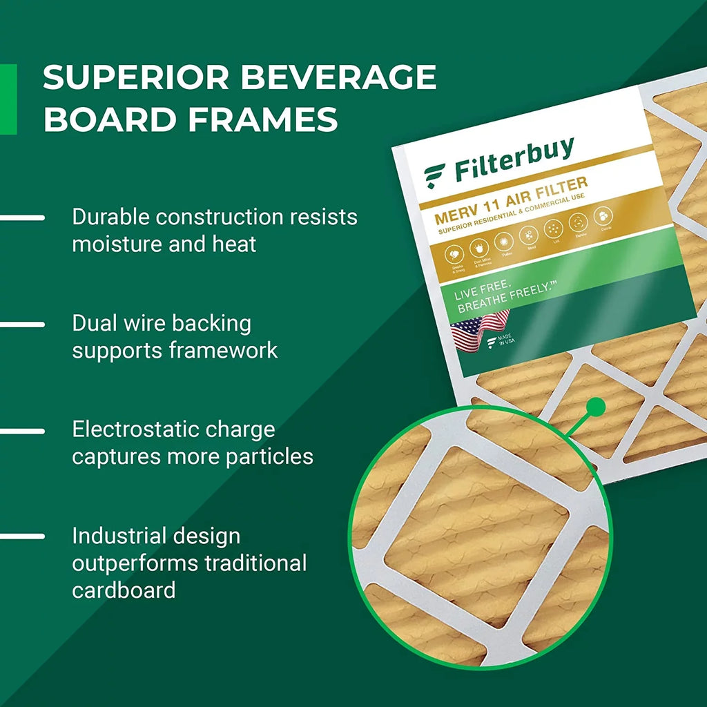 Filterbuy 25x32x1 MERV 11 Pleated HVAC AC Furnace Air Filters (4-Pack)