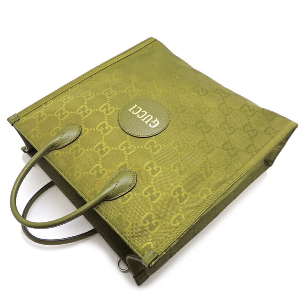 Pre-Owned Gucci GG Nylon Off The Grid Medium (Day Only) Ladies Tote Bag 696043 Recycled Lining Forest Green (Good)