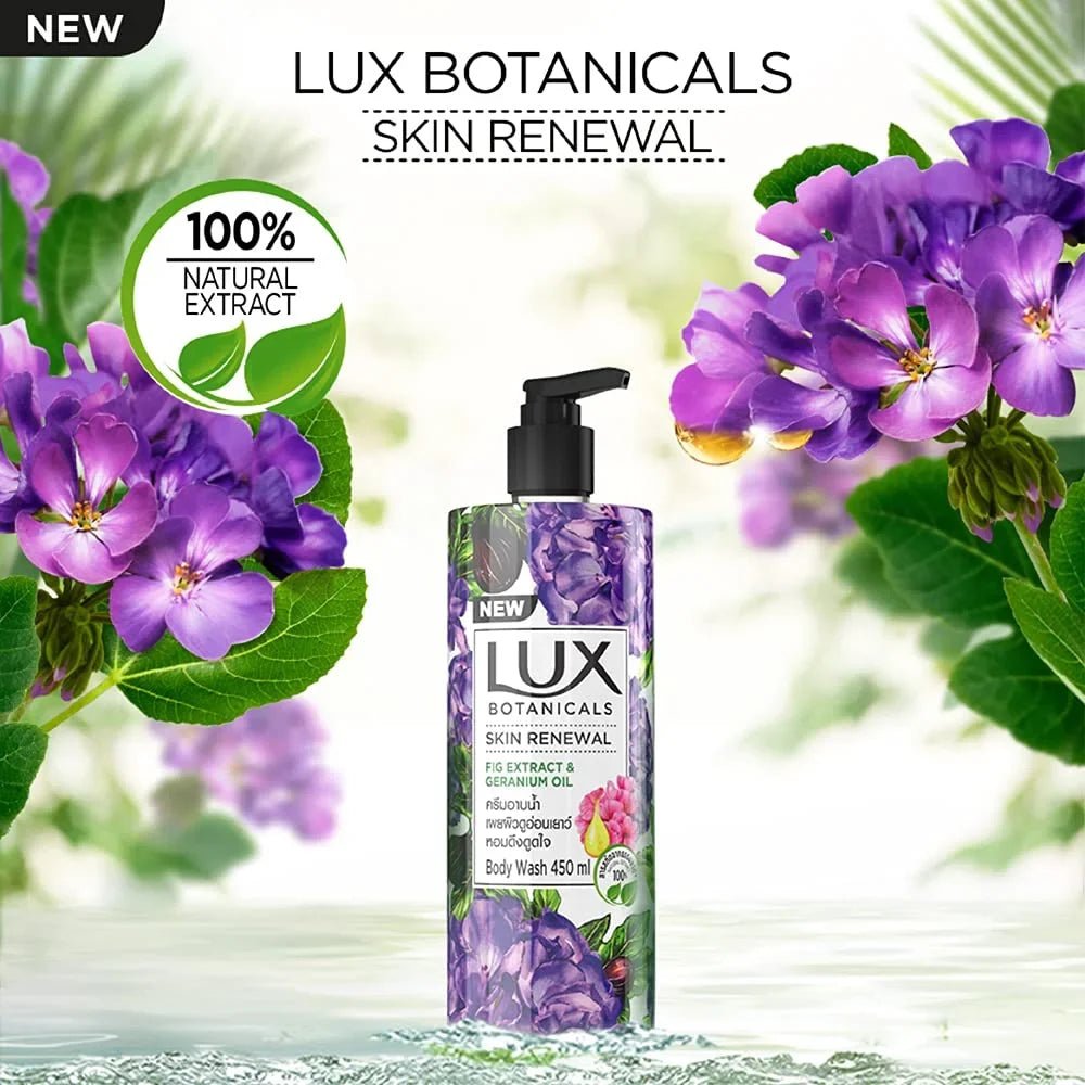 Lux Botanicals Skin Renewal Shower Gel, Natural Extracts, No Paraben, Free Loofah, 450 Ml