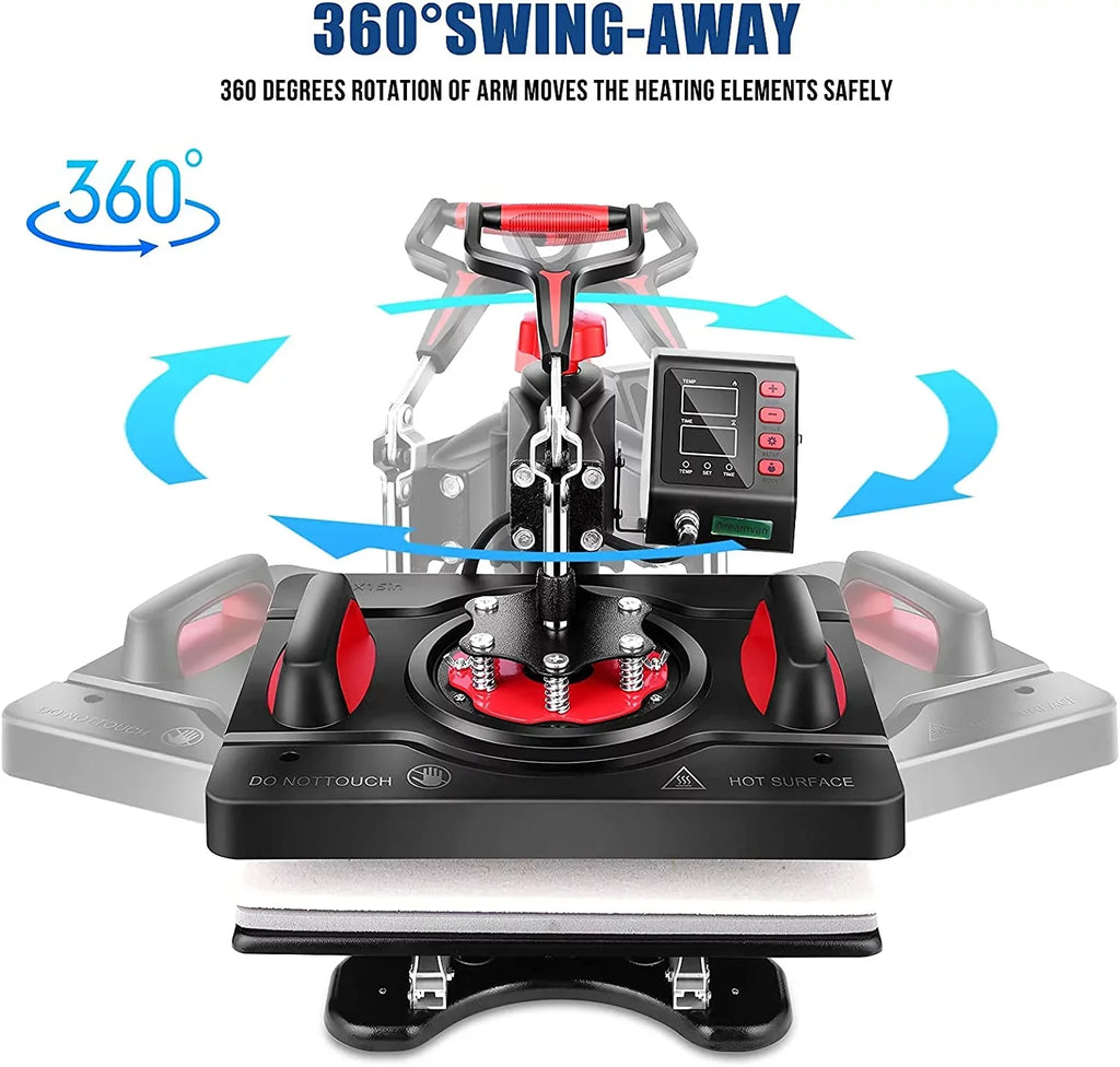 Qhomic Power Heat Press Machine 12 x 15 Inch Digital Heat Press Sublimation Printer Press Heat Transfer Machine for T-Shirt, 8 in 1, Gifts for Men Women