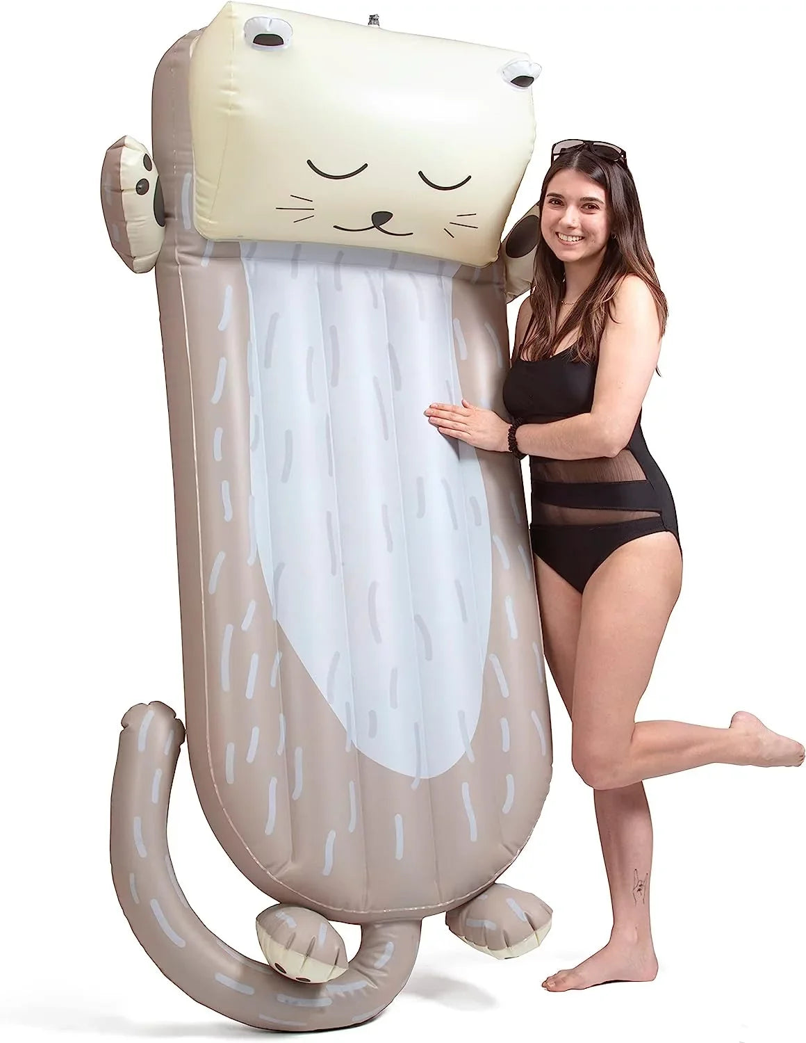 Aquamazing Inflatable Otter Pool Float w/Headrest- Cute Swimming Lounger Chair for Kids & Adults- Measures 64” x 26” - Perfect for Summer