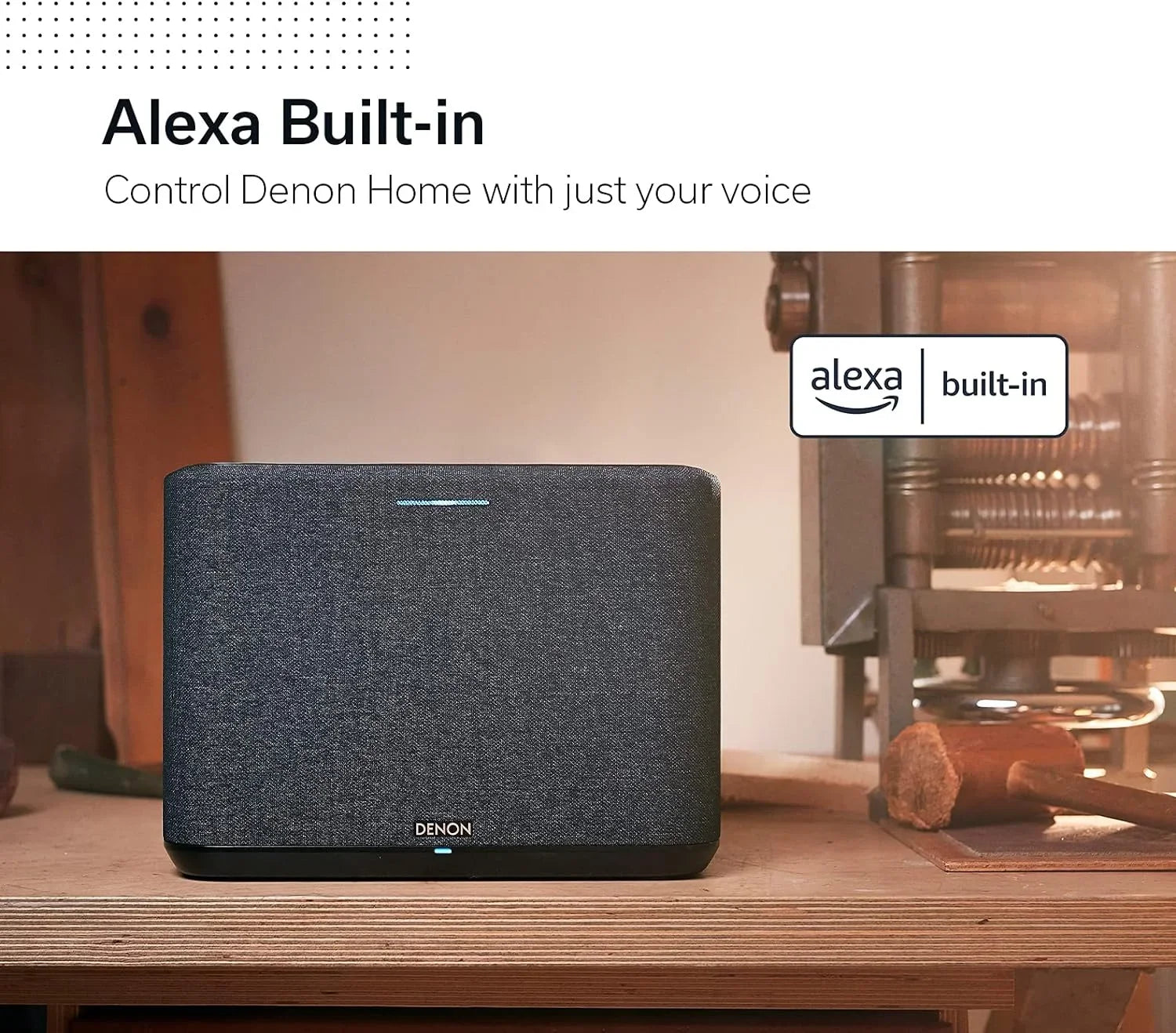 Denon Home 250 White Built in Heos Wireless Bluetooth Speaker with an Additional 1 Year Shield by Epic Protect (2020)