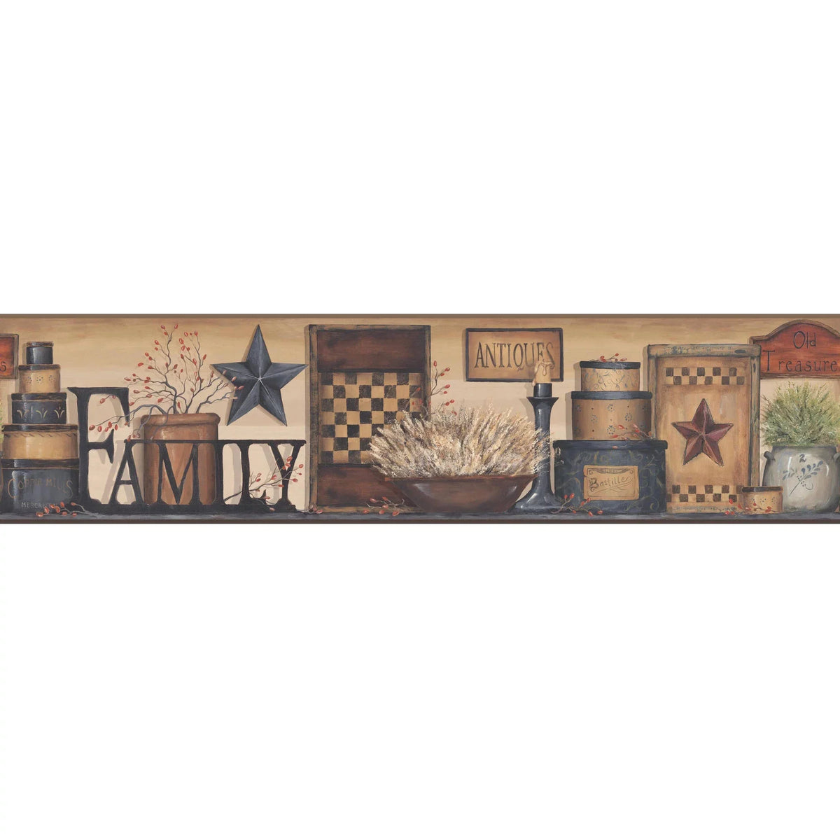 York Protection Country Keepsakes Family Shelf Border Wallpaper