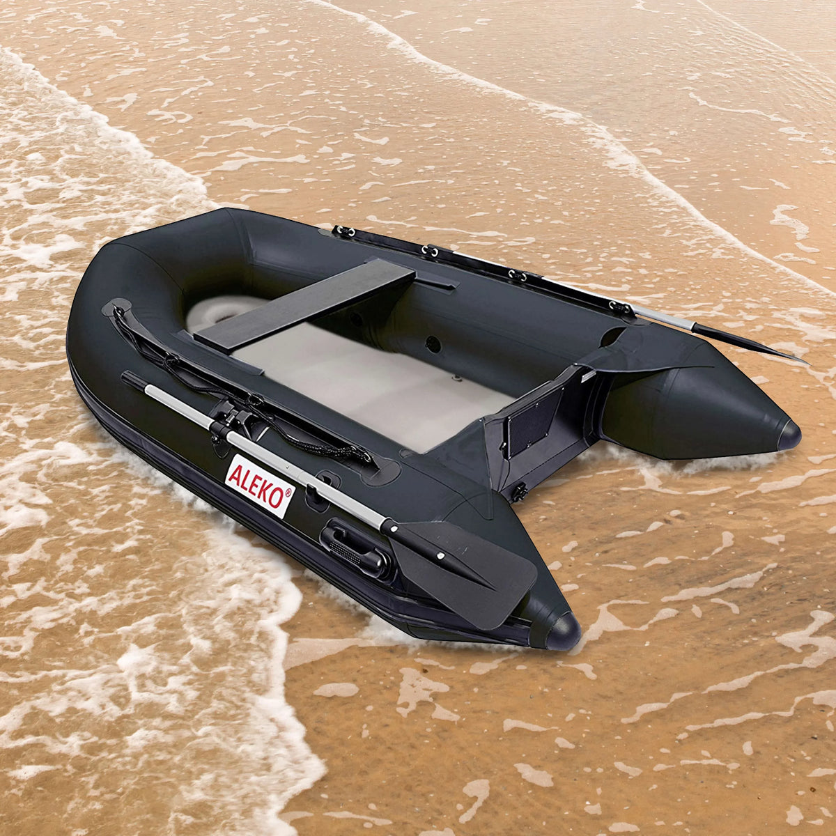 ALEKO Inflatable Air Floor Fishing Vessel - 8.4 Foot - Black