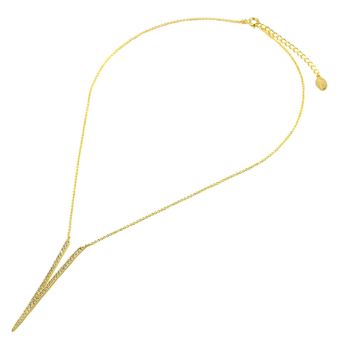 Blue Box Boutique Inc Cubic Zirconia Gold Pointed V Drop Pendant Necklace for Women, Teens