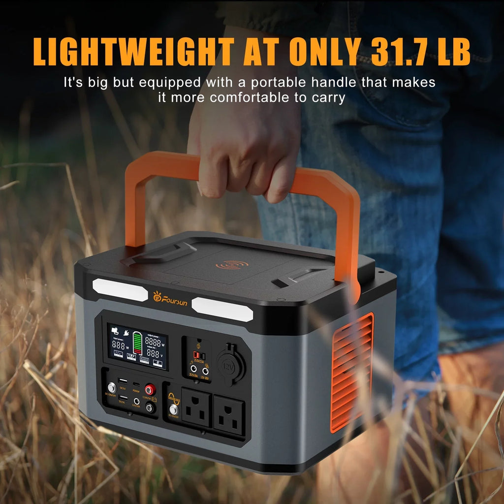 Foursun 1500W(3000W Peak) Portable Power Station,1598.4Wh with 2 x 1500W AC Outlets ,Wireless charge,PD 65W,Solar Generator for Home Backup, Emergency, Camping