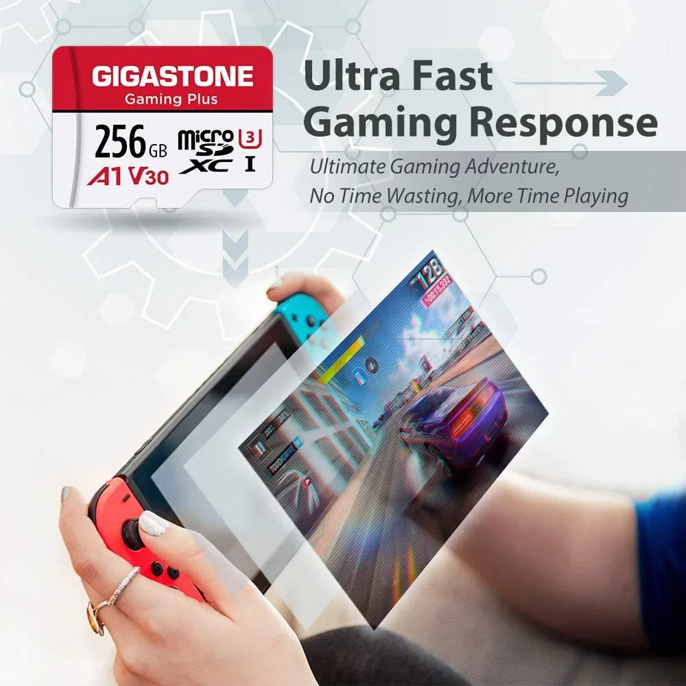 Gigastone 256GB Micro SD Card, Gaming Plus, Nintendo Switch Fitting High Speed 100MB/s, 4K Video Recording, Suitable with Nintendo Switch Dash Cams GoPro Cameras, 2 Pack (2x256GB)