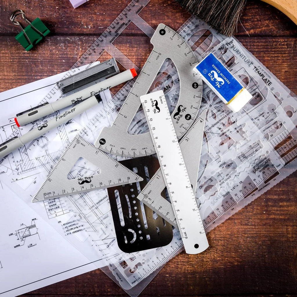 Mr. Pen- Architect Set, Professional Geometry Set, 17 Pcs, Compass and Protractor Set, Drafting Tools
