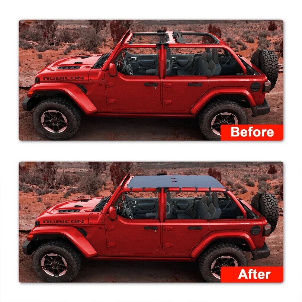 Enjoy Comfort and Sun Protection with Leather Top Sunshade for Jeep Wrangler JK JKU 07-18 - Easy Installation