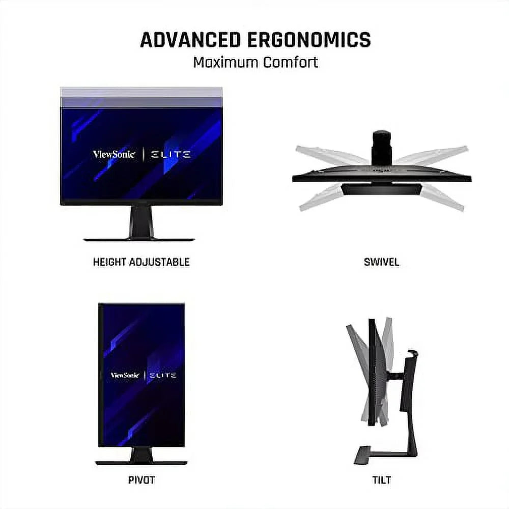 ViewSonic ELITE XG320U 32 Inch 4K UHD 1ms 150Hz Gaming Monitor with FreeSync Premium Pro, HDR 600, HDMI, DisplayPort, USB, and Advanced Ergonomics for Esports , Black