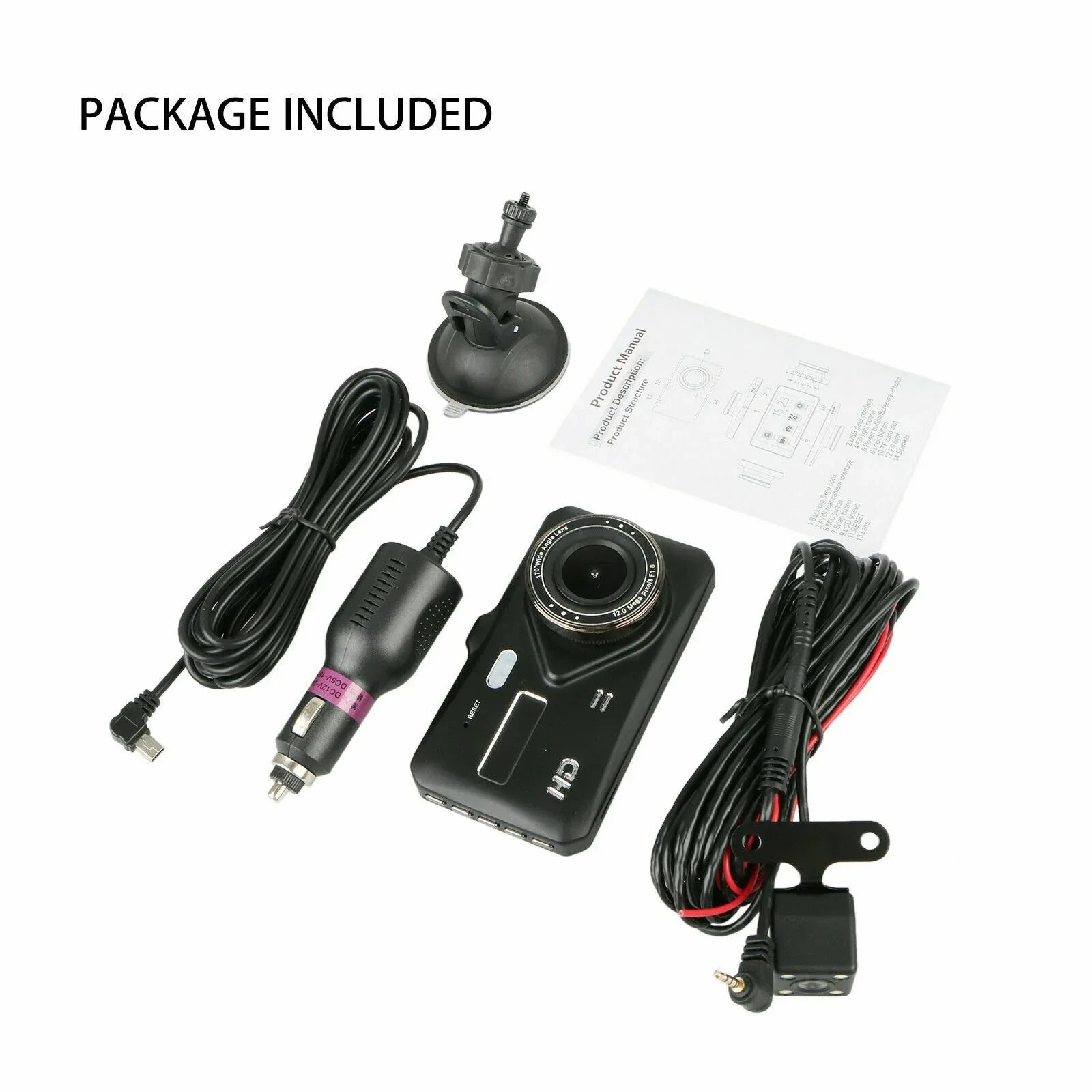 Dash Cam 4 LCD Car DVR Driving Recorder Dual Lens Camera 1080P Vehicle Video