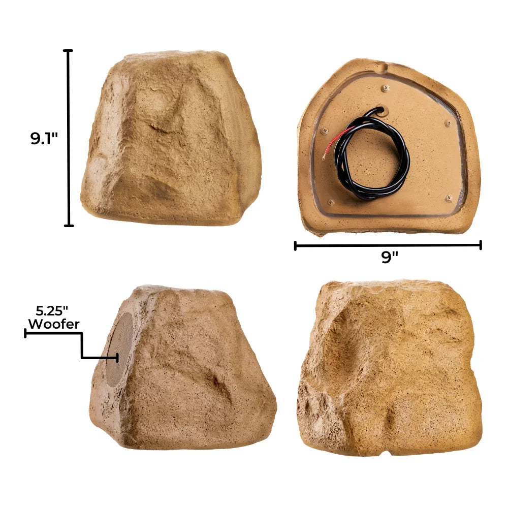 OSD Audio 5.25 inch 120W Bluetooth Outdoor Rock Speaker – Climate Impervious Sandstone Canyon Brown