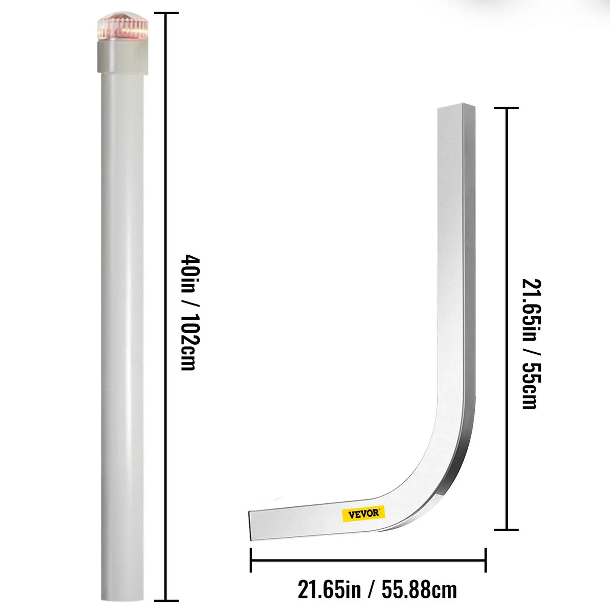 VEVORbrand Craft Trailer Guide-on, 40", 2pcs Galvanized Steel Trailer Post Guide on, with LED-Lighted PVC Tube Wrap Mounting Hardware Included, for Ski Ship Fishing Watercraft or Vessel Trailer