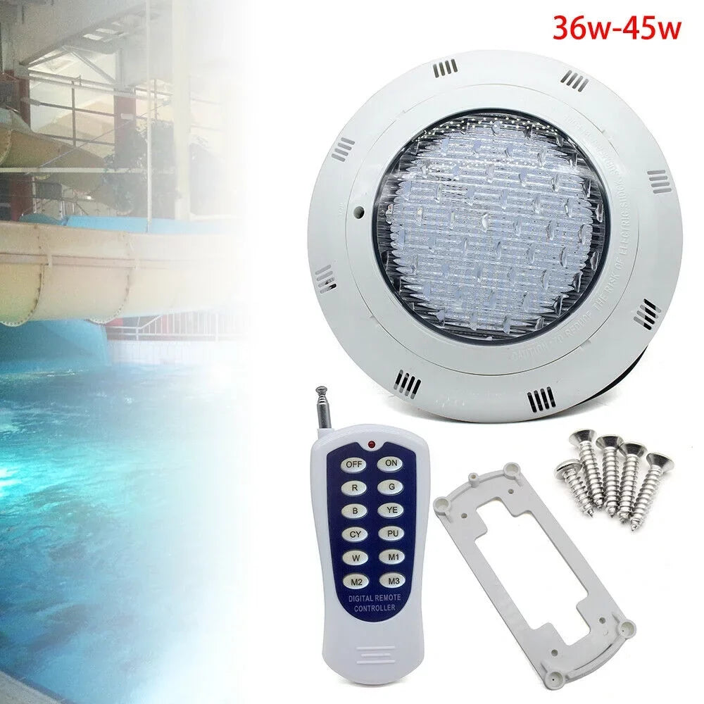 Fichiouy RGB LED Light Pool Lamp 7Color Fountain Swimming Pool Lights IP68 Waterproof Lamp with Remote AC12V 36W