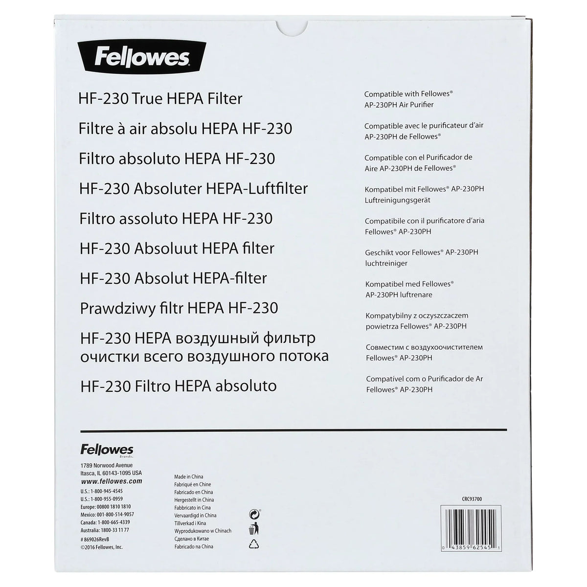 Fellowes HF230 True HEPA Filter, 1, White