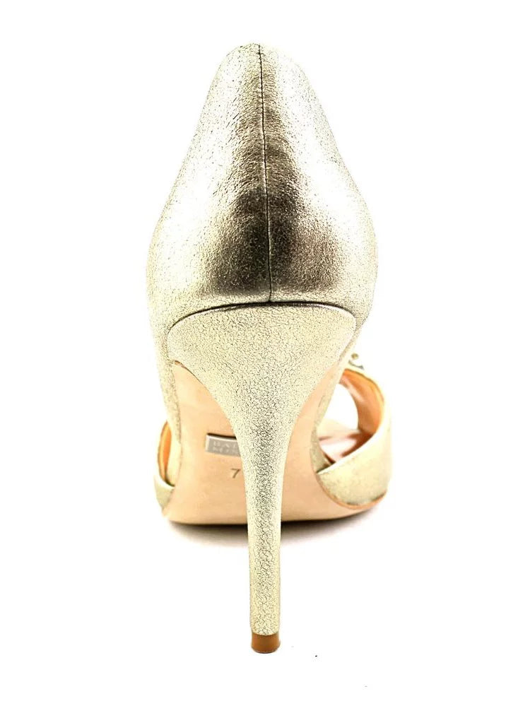 Badgley Mischka Women's Giana II D'Orsay Pump, Pewter Metallic Suede, 7.5 M US