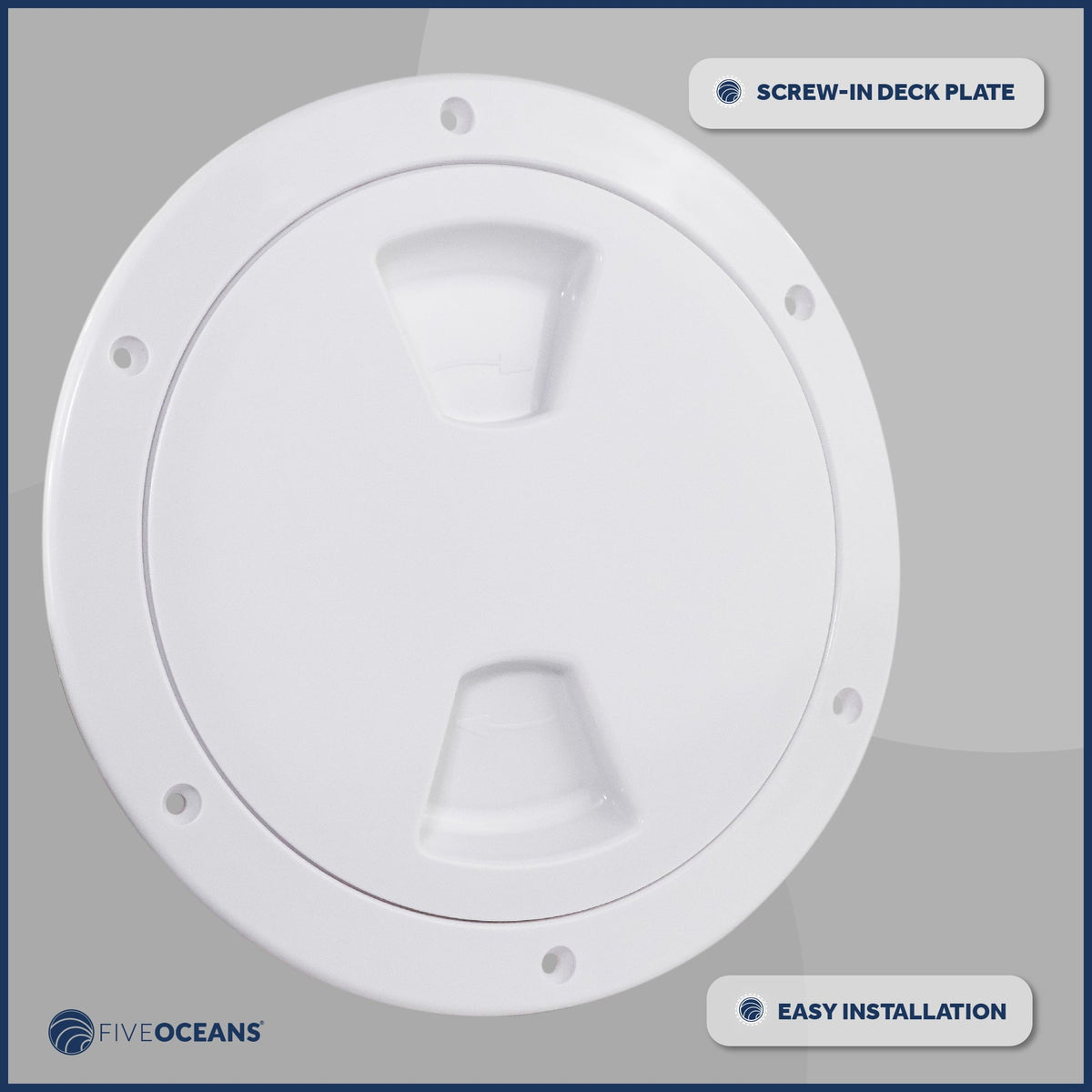 Five Oceans 6" Vessel Hatch, Marine Round Inspection Deck Plate Hatch with Detachable Coating and Storage Bag, Strong ABS White Plastic, for Pontoon, Fishing Watercraft Bass Vessel RVs, Caravan - FO4467