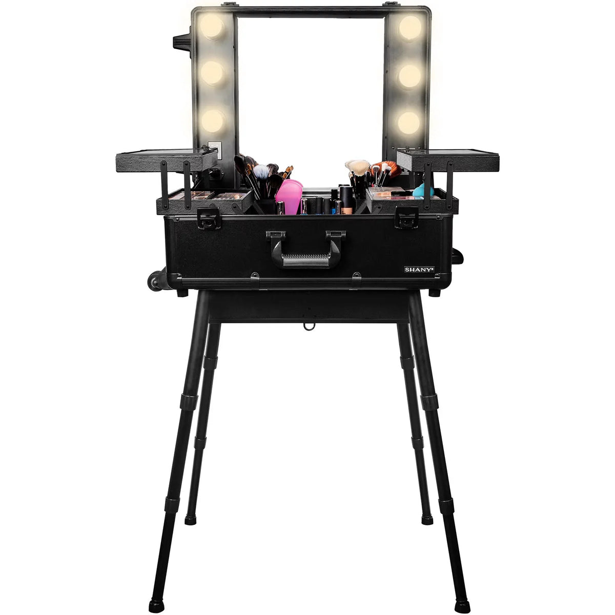 SHANY Studio ToGo Wheeled Trolley Makeup Case & Organizer with Light - BLACK