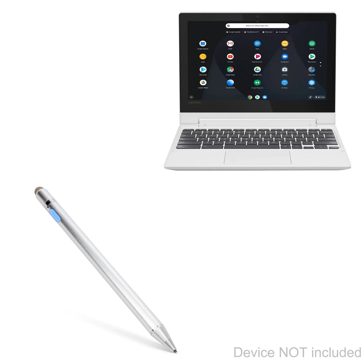 Lenovo C330 Convertible 2-in-1 Chromebook (11.6") Stylus Pen, BoxWave [AccuPoint Active Stylus] Electronic Stylus with Ultra Fine Tip - Metallic Silver