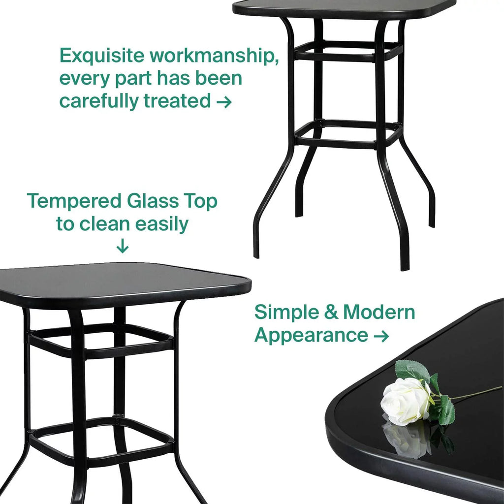 Nikias Strong Solid Glass Bar Table For Deck