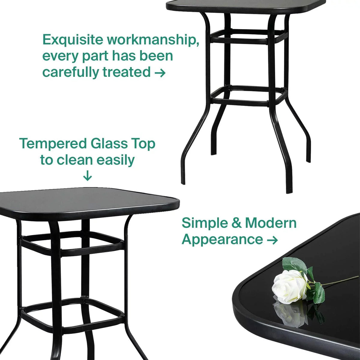 Nikias Strong Solid Glass Bar Table For Deck