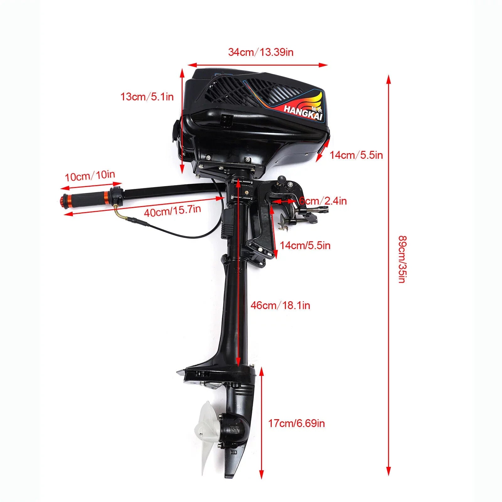 HANGKAI 2-Stroke 3.6HP Electric Outboard Motor Vessel Engine Water Cooling CDI sys