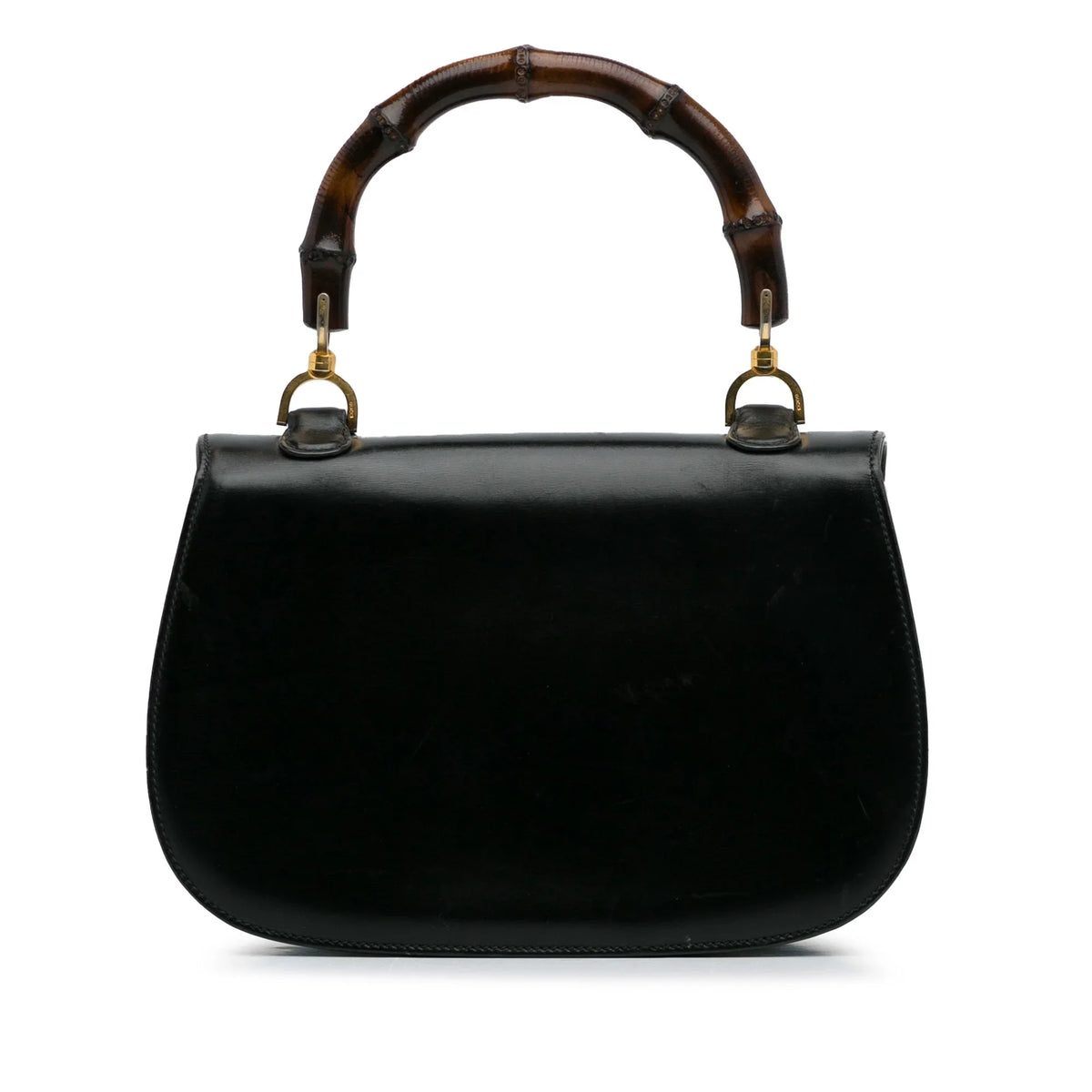 Pre-Owned Authenticated Gucci Bamboo Night Calf Leather Black Handbag Top HandleBag Unisex (Good)
