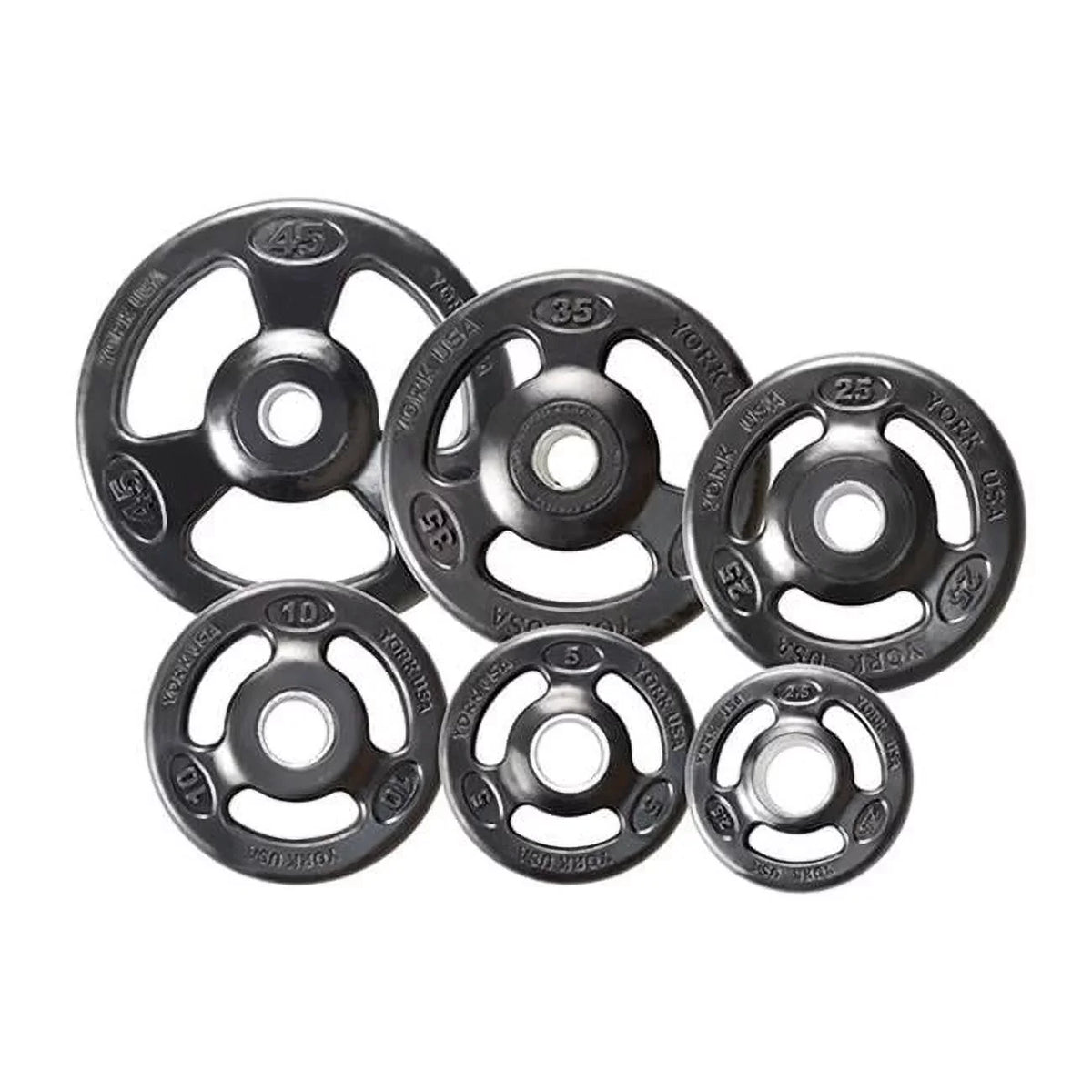 York Barbell Grip Steel Composite Olympic Iron Plate, Black - 35 lbs