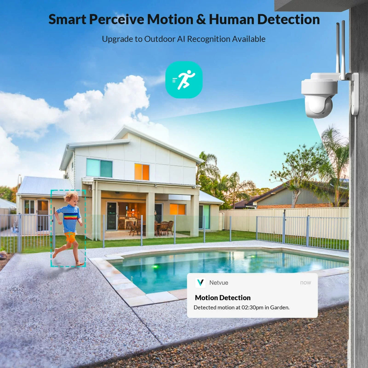 Security Camera Wireless WiFi, Netvue 360° PTZ WiFi Surveillance Cameras for Home Security System – 2.4GHz WiFi Only