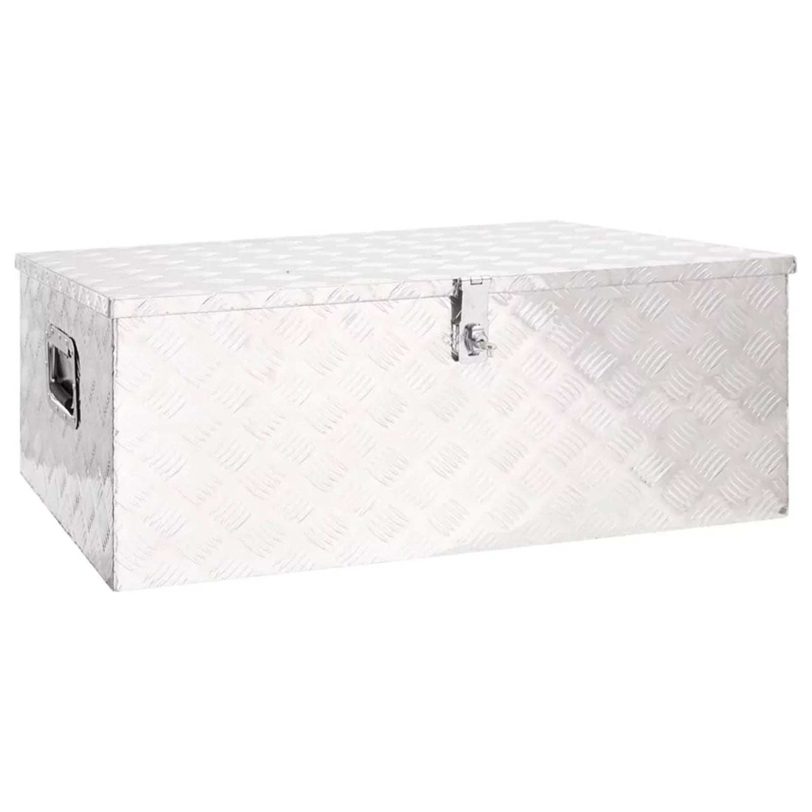Anself Aluminum Tool Box Truck Toolbox Lockable Underbody Organizer Storage Case Trailer Box Silver for Vehicle, Garage, Camping Trip 39.4 x 21.7 x 14.6 Inches (L x W x H)