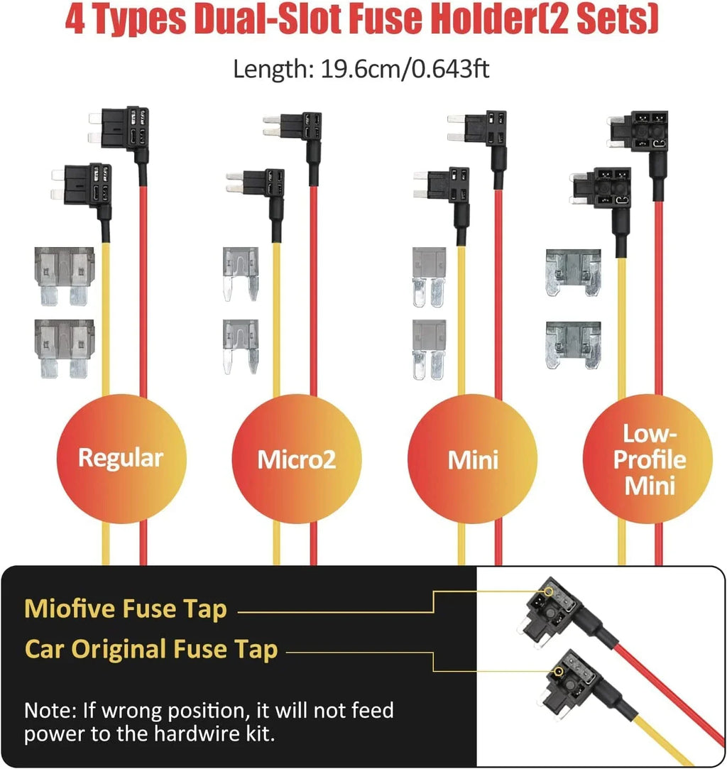 Dash Cam Hardwire Kit, 11.5ft ro USB Hard Wire Kit for Dashcam Converts 12V-24V to 5V/2.4A w/Fuse Kit
