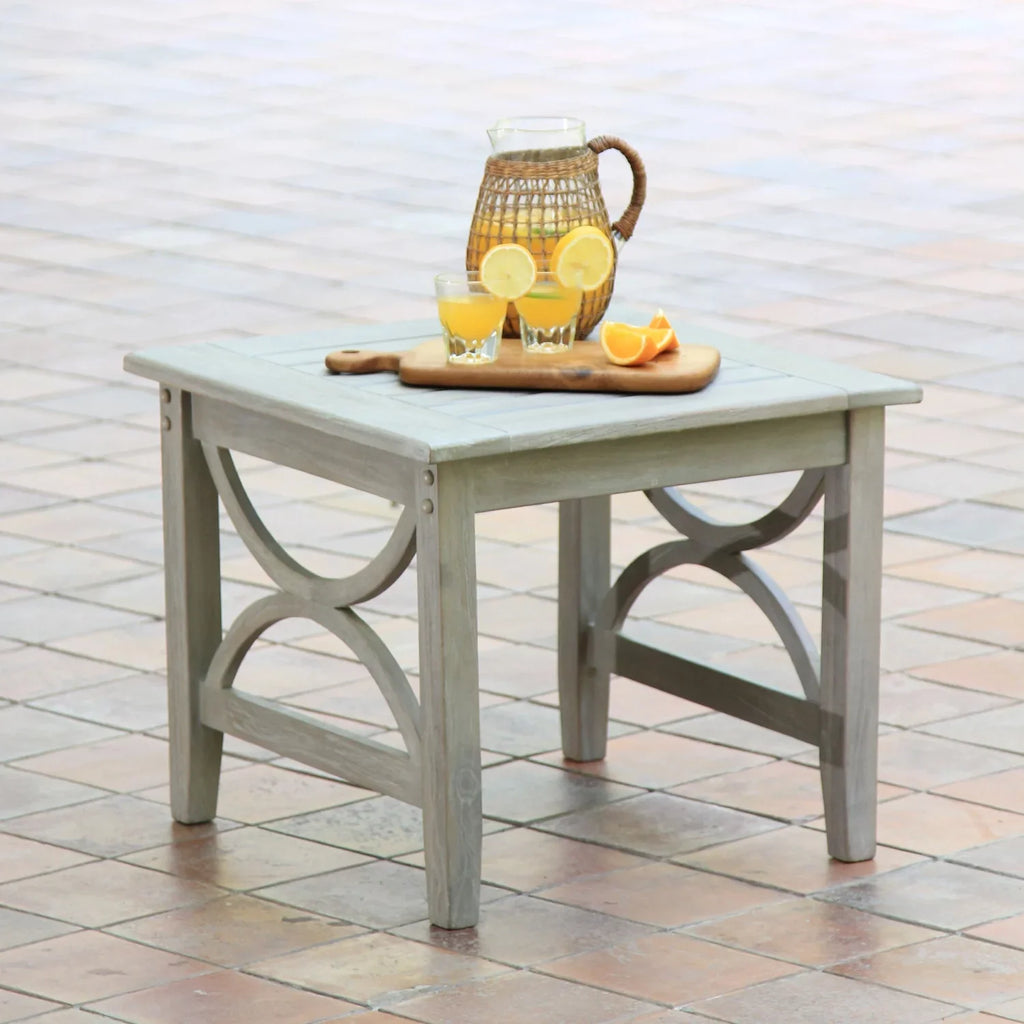 Cambridge Casual Lowell Teak Patio Side Table Condition Gray