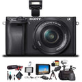Sony Alpha a6300 Mirrorless Camera W/ 16-50mm Lens Black ILCE6300L/B W/ Soft Bag, Zhiyun-Tech WEEBILL Stabilizer, 2x Extra Batteries, Rode Mic, 2x 64GB Cards, 4K Monitor , Plus Essential Accessories