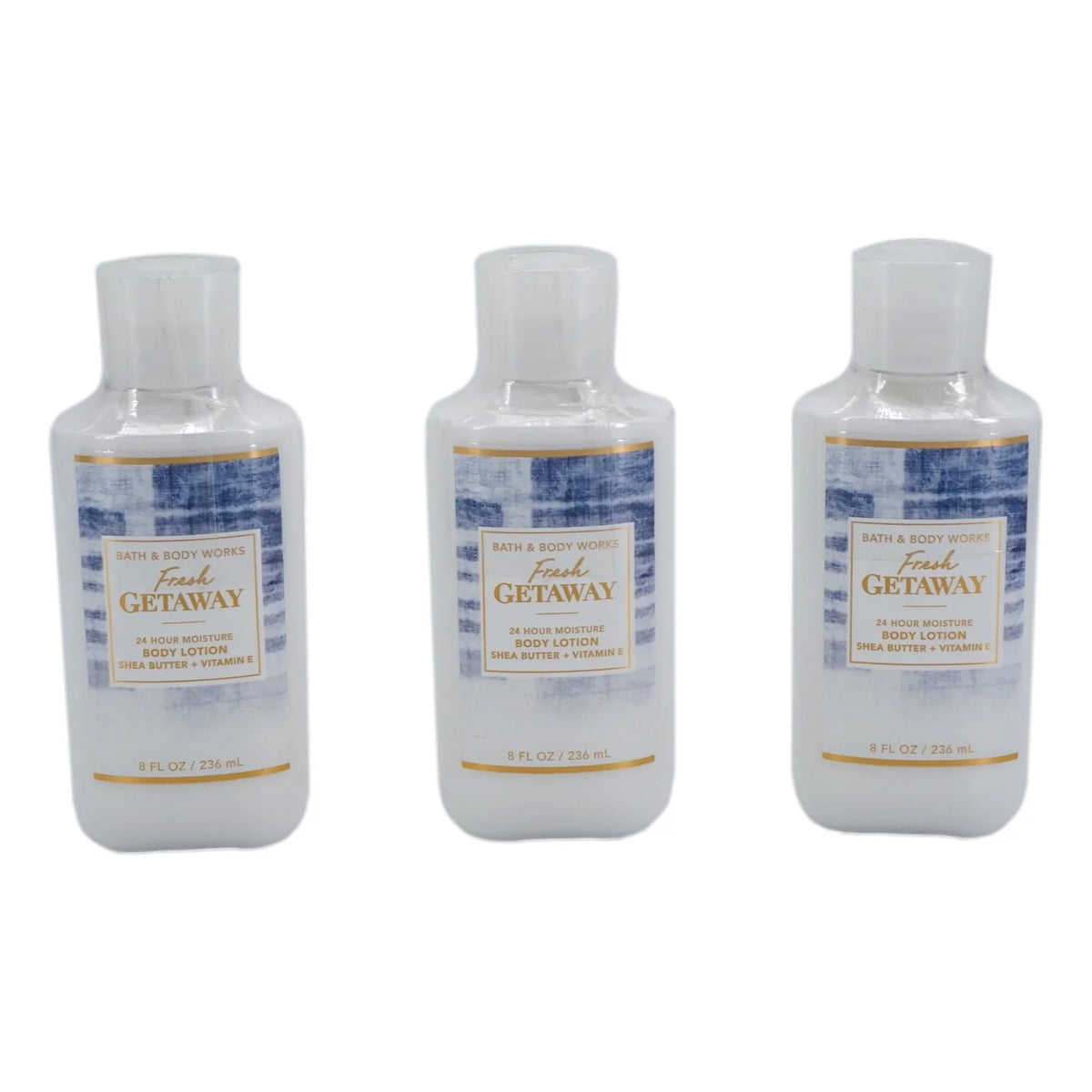Fresh Getaway Body Lotion (3 Pack, 8 oz ea) Super Smooth 24 Hour Moisture Body Lotion With Shea Butter Vitamin E Coconut Oil Dermatologist Tested