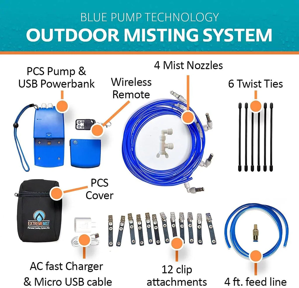 ExtremeMist Portable Misting System – 4 Nozzles & 16 ft. Mist Line